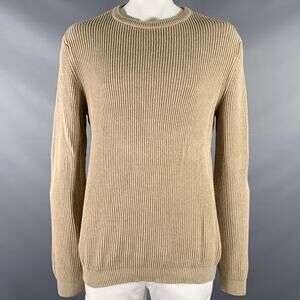 NEIMAN MARCUS Size XL Beige Knit Cotton Crew Neck Sweater